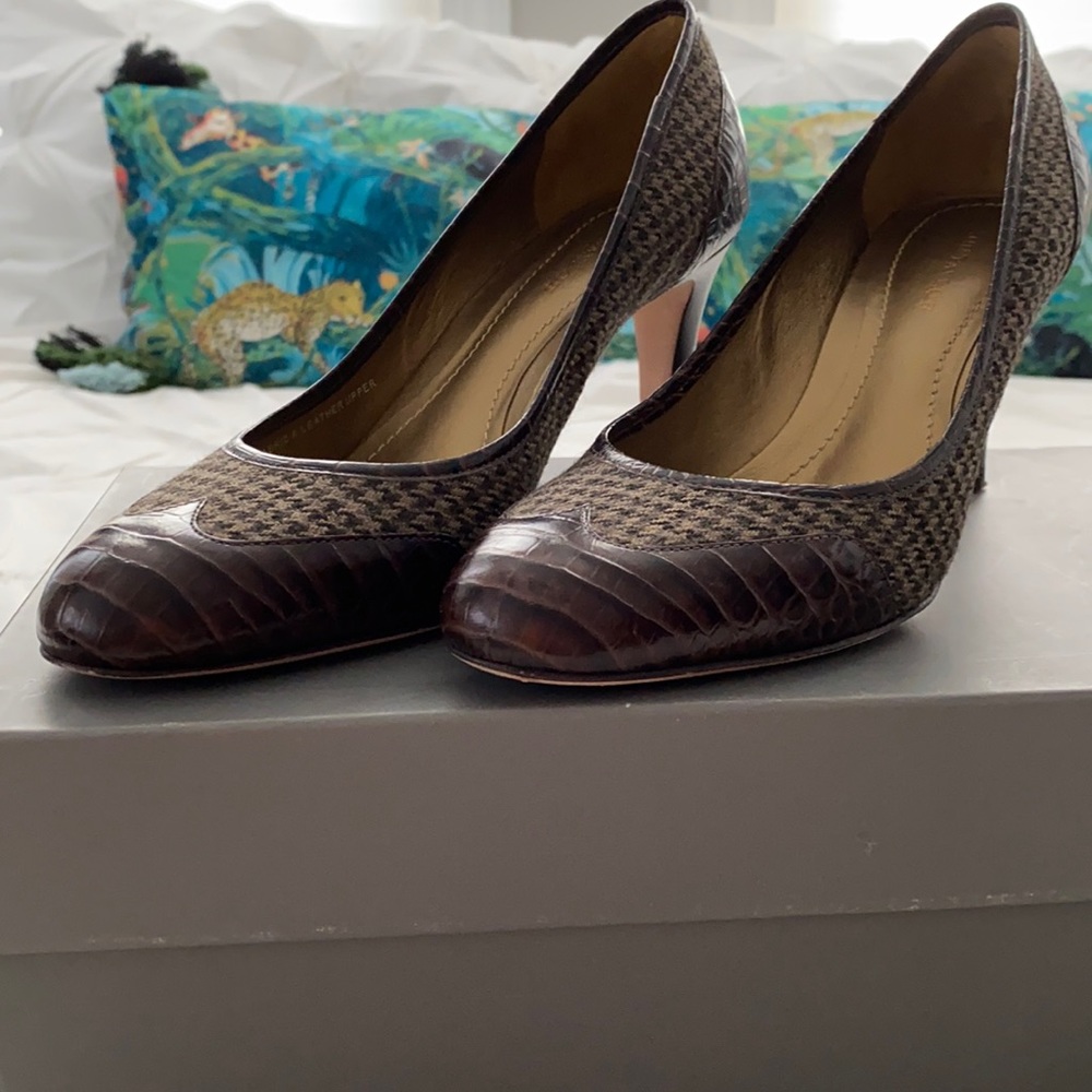 Croc and Tweed Heels